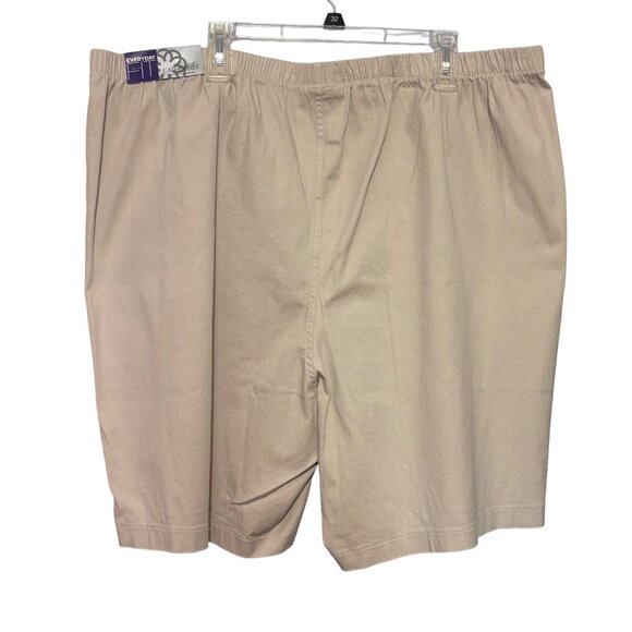 Catherine's Everyday Fit Women's 4X Stretch Cotton Shorts Elastic Waist In Beige - Picture 2 of 12